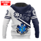 Personalized EMS paramedic hoodie featuring blue and white ambulance print all-over print, back view