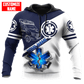 Personalized EMS paramedic hoodie featuring blue and white ambulance print all-over print