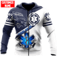Personalized EMS paramedic zip hoodie featuring blue and white ambulance print all-over print, zip-front design