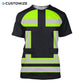 Personalized logger t-shirt featuring black yellow vest stripe print all-over print, short-sleeve design