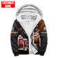 Personalized trucker fleece zip hoodie featuring trucker eagle and flag print all-over print, fleece lining shown