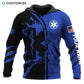 Personalized EMS paramedic hoodie featuring blue star of life splatter print all-over print