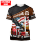 Personalized trucker t-shirt featuring trucker eagle and flag print all-over print, short-sleeve design