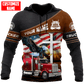 Personalized trucker hoodie featuring trucker eagle and flag print all-over print