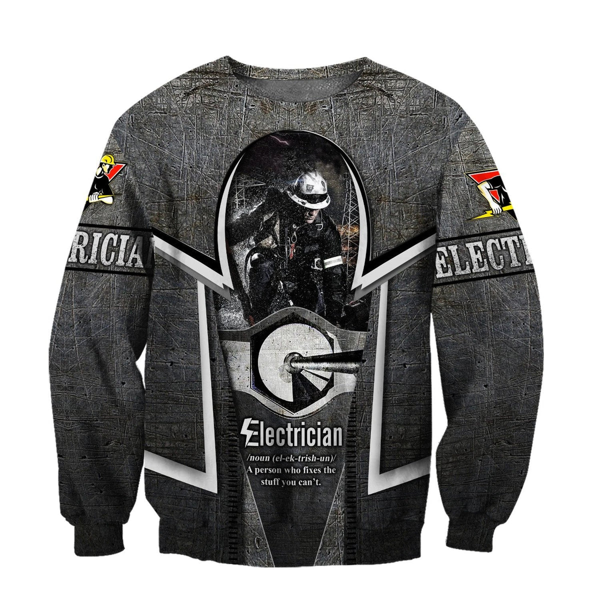Personalized electrician sweatshirt featuring dark skull all-over print