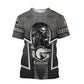 Personalized electrician t-shirt featuring dark skull all-over print