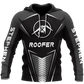 Roofer hoodie featuring black grey chevron tool badge all-over print