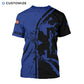 Personalized EMS paramedic t-shirt featuring blue star of life splatter print all-over print, back view