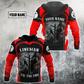 Personalized electrician hoodie featuring red lineman all-over print