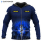 Personalized EMS paramedic zip hoodie featuring navy star of life city print all-over print, zip-front design