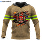 Personalized firefighter hoodie featuring tan fire rescue claw print all-over print
