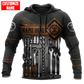 Personalized mechanic zip hoodie featuring brown tool box print all-over print, zip-front design