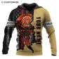 Personalized firefighter hoodie featuring flag skull fire badge print all-over print