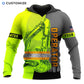 Personalized excavator operator hoodie featuring yellow grey diagonal excavator all-over print