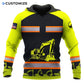 Personalized excavator operator hoodie featuring yellow excavator stripe print all-over print