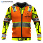 Personalized forklift operator zip hoodie featuring orange vest print heavy equipment all-over print, zip-front design
