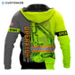 Personalized excavator operator hoodie featuring yellow grey diagonal excavator all-over print, back view