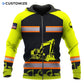 Personalized excavator operator zip hoodie featuring yellow excavator stripe print all-over print, zip-front design