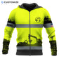 Personalized excavator operator zip hoodie featuring yellow grey stripe excavator landscape all-over print, zip-front design