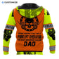 Personalized forklift operator hoodie featuring orange vest print heavy equipment all-over print, back view