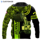 Personalized excavator operator hoodie featuring green camo excavator bucket all-over print, back view