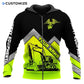 Personalized heavy equipment zip hoodie featuring black yellow chevron excavator all-over print, zip-front design