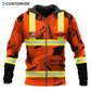 Personalized excavator operator zip hoodie featuring orange excavator pattern stripe print all-over print, zip-front design