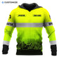 Personalized excavator operator hoodie featuring yellow grey stripe excavator fleet all-over print