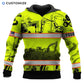 Personalized excavator operator hoodie featuring yellow excavator pattern orange stripes all-over print