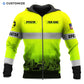 Personalized excavator operator zip hoodie featuring yellow grey stripe excavator fleet all-over print, zip-front design