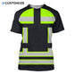 Personalized excavator operator t-shirt featuring black yellow vest stripe print all-over print, short-sleeve design