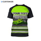 Personalized excavator operator t-shirt featuring black yellow vest stripe print all-over print, back view