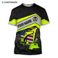 Personalized excavator operator t-shirt featuring excavator and american flag all-over print, short-sleeve design