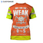 Personalized excavator operator t-shirt featuring orange vest print yellow sleeves all-over print, back view