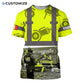 Personalized concrete cutter t-shirt featuring yellow gear print heavy equipment all-over print, short-sleeve design