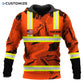 Personalized excavator operator hoodie featuring orange excavator pattern stripe print all-over print