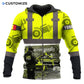 Personalized concrete cutter zip hoodie featuring yellow gear print heavy equipment all-over print, zip-front design