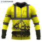Personalized excavator operator zip hoodie featuring yellow construction equipment print all-over print, zip-front design