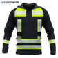 Personalized excavator operator hoodie featuring black yellow vest stripe print all-over print