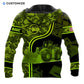 Personalized wheel loader operator hoodie featuring green camo wheel loader all-over print, back view
