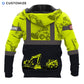 Personalized excavator operator hoodie featuring yellow black heavy equipment panels all-over print, back view