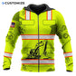 Personalized excavator operator zip hoodie featuring yellow excavator vest print all-over print, zip-front design