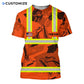 Personalized excavator operator t-shirt featuring orange excavator pattern stripe print all-over print, short-sleeve design
