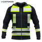 Personalized excavator operator zip hoodie featuring black yellow vest stripe print all-over print, zip-front design