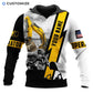 Personalized excavator operator hoodie featuring white black yellow excavator panel all-over print