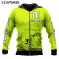 Personalized excavator operator zip hoodie featuring yellow number 01 excavator all-over print, zip-front design