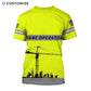 Personalized crane operator t-shirt featuring yellow crane print all-over print, back view