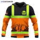 Personalized excavator operator hoodie featuring black orange excavator stripe print all-over print
