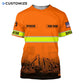 Personalized excavator operator t-shirt featuring orange stripe print excavator fleet all-over print, short-sleeve design