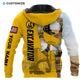 Personalized excavator operator hoodie featuring yellow excavator collage all-over print, back view